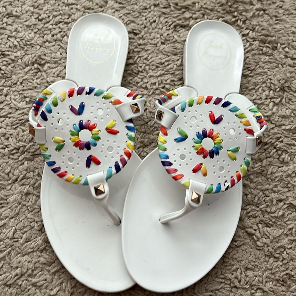 Rainbow jelly flats sandals